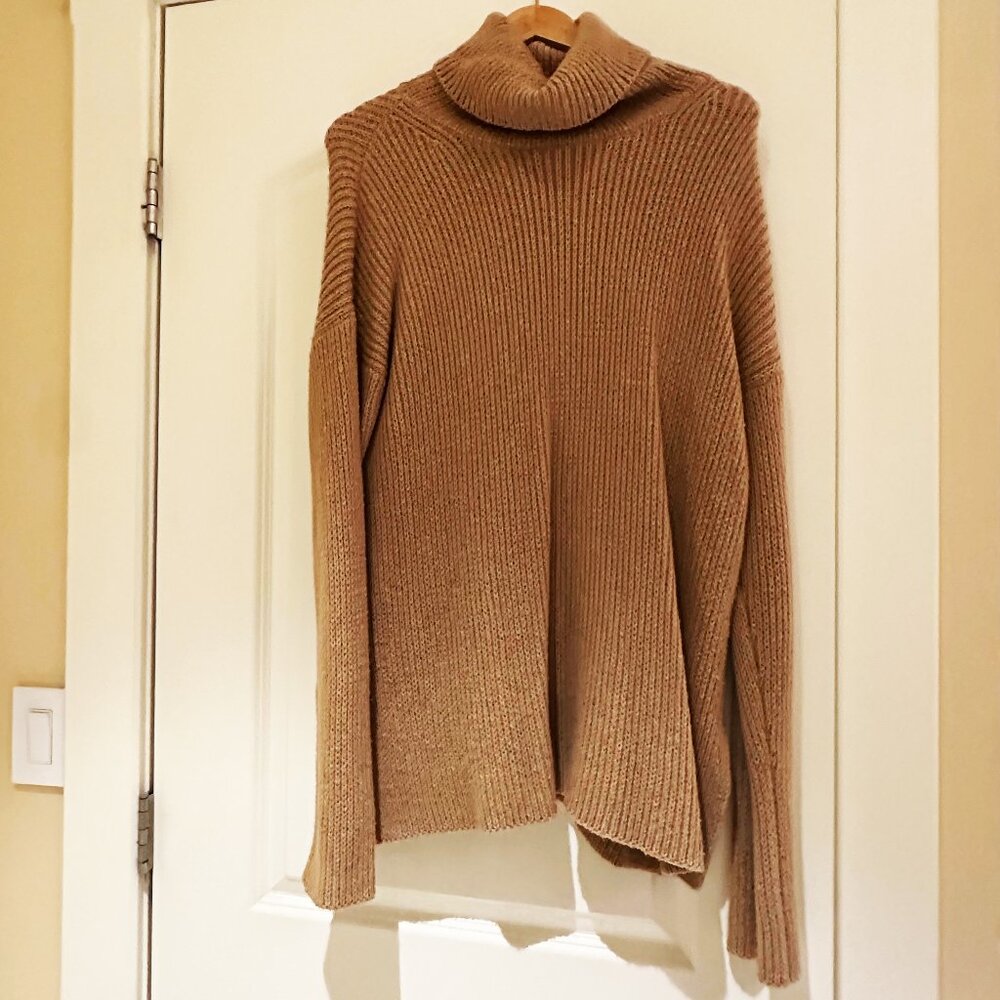 Calypso St. Barth Women’s Turtleneck Tunic Sweater — Tan, Size M